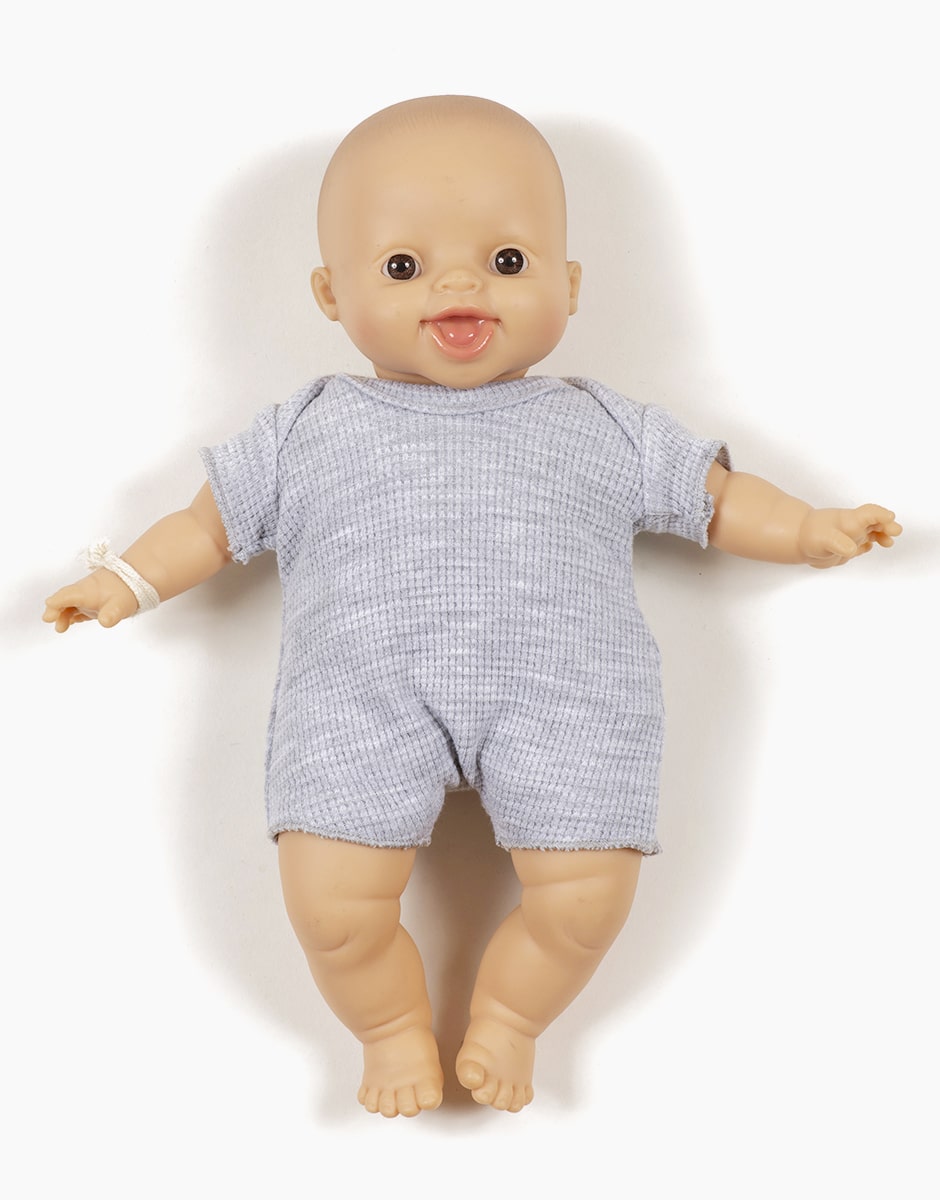 Minikane® Babies lühike romper, Light Grey Mänguasjad - HellyK - Kvaliteetsed lasteriided, villariided, barefoot jalatsid