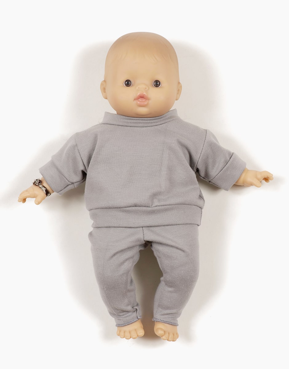 Minikane® Babies Liam pusa ja pükste komplekt, Mouse Grey Mänguasjad - HellyK - Kvaliteetsed lasteriided, villariided, barefoot jalatsid