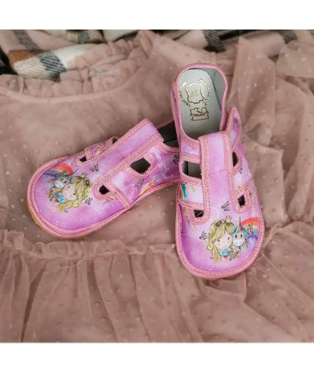 Raweks sisejalatsid Zuzia, Vikerkaar-Ükssarvik-Tüdruk Laste barefoot jalatsid - HellyK - Kvaliteetsed lasteriided, villariided, barefoot jalatsid