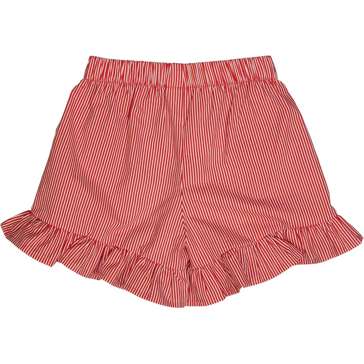 Müsli, Poplin stripe frill shorts, Balsam cream/Apple red Lasteriided - HellyK - Kvaliteetsed lasteriided, villariided, barefoot jalatsid