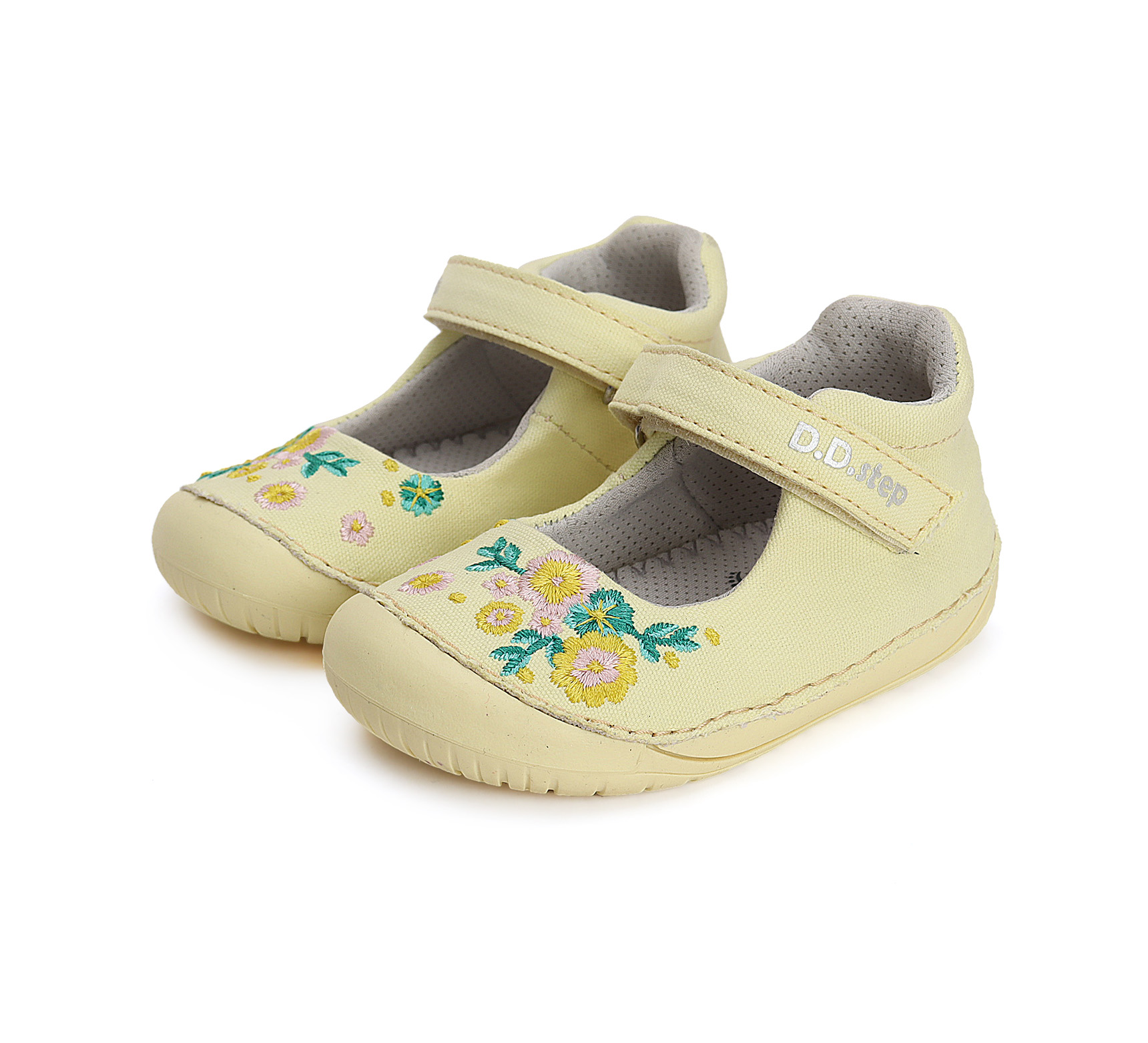 D.D.Step barefoot sandaalid, Yellow- Lilled 070 D.D.Step - HellyK - Kvaliteetsed lasteriided, villariided, barefoot jalatsid