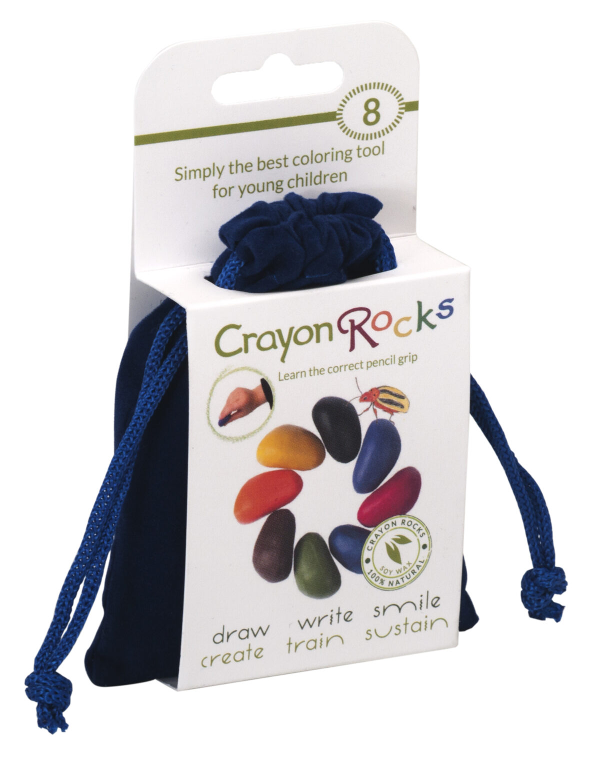 Crayon Rocks sojavahast kriidid 8tk, sametkotikeses Joonistustarbed - HellyK - Kvaliteetsed lasteriided, villariided, barefoot jalatsid