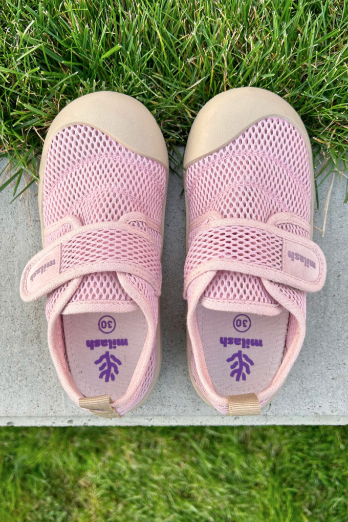 Milash võrktekstiilist tennised FUN- Hele Lavendel Laste barefoot jalatsid - HellyK - Kvaliteetsed lasteriided, villariided, barefoot jalatsid