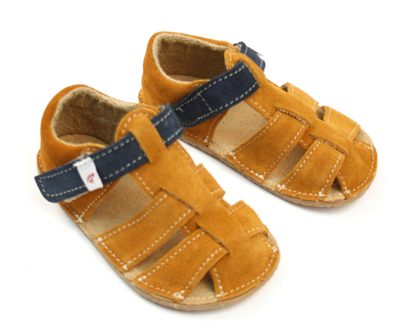 EF barefoot nahast sandaalid, Fuksia täppidega Laste barefoot jalatsid - HellyK - Kvaliteetsed lasteriided, villariided, barefoot jalatsid