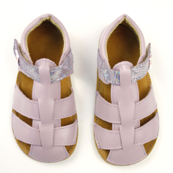 EF barefoot nahast sandaalid, Lavendel Laste barefoot jalatsid - HellyK - Kvaliteetsed lasteriided, villariided, barefoot jalatsid