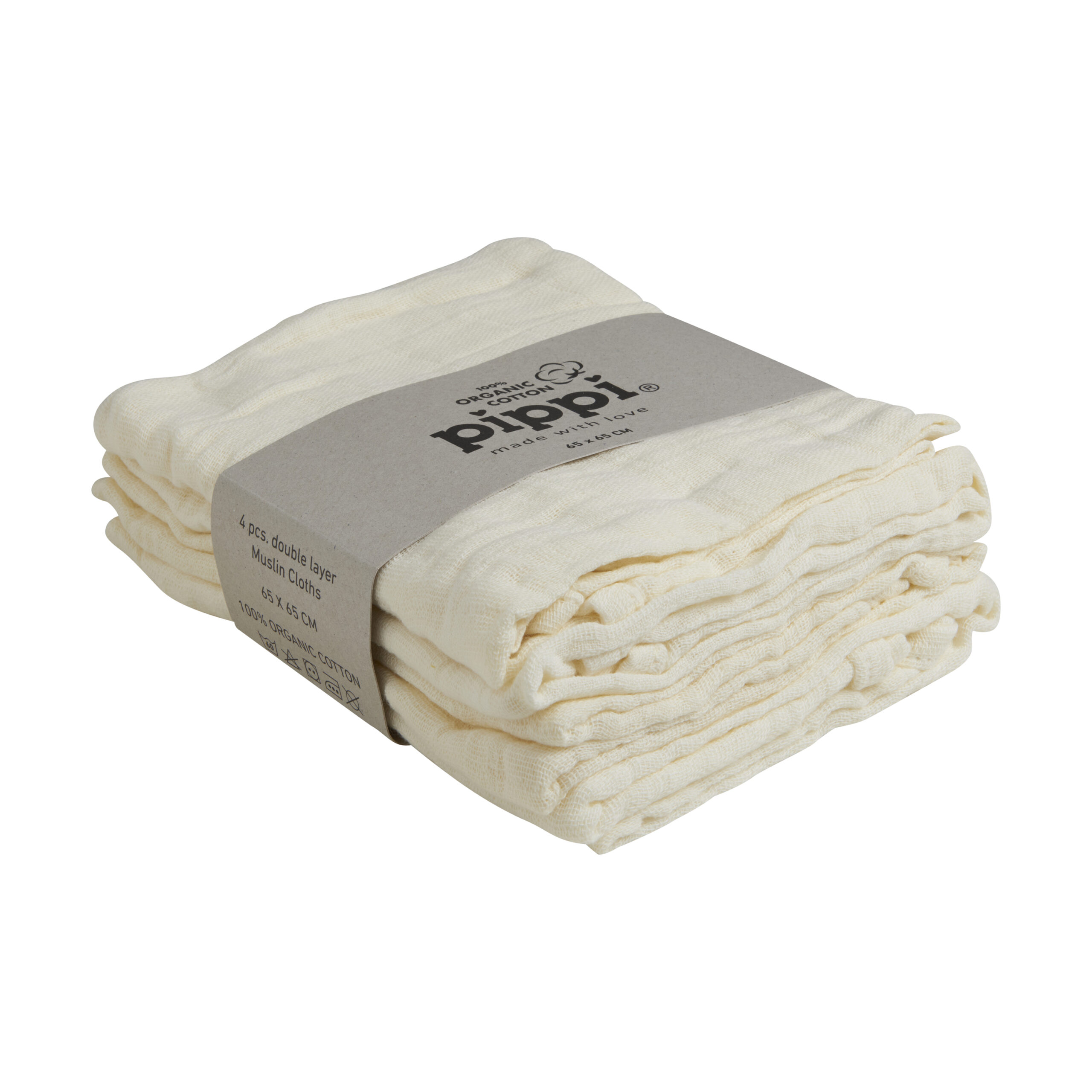 Pippi musliinrätid, 4tk pakis- Marshmallow White Kodumaailm - HellyK - Kvaliteetsed lasteriided, villariided, barefoot jalatsid