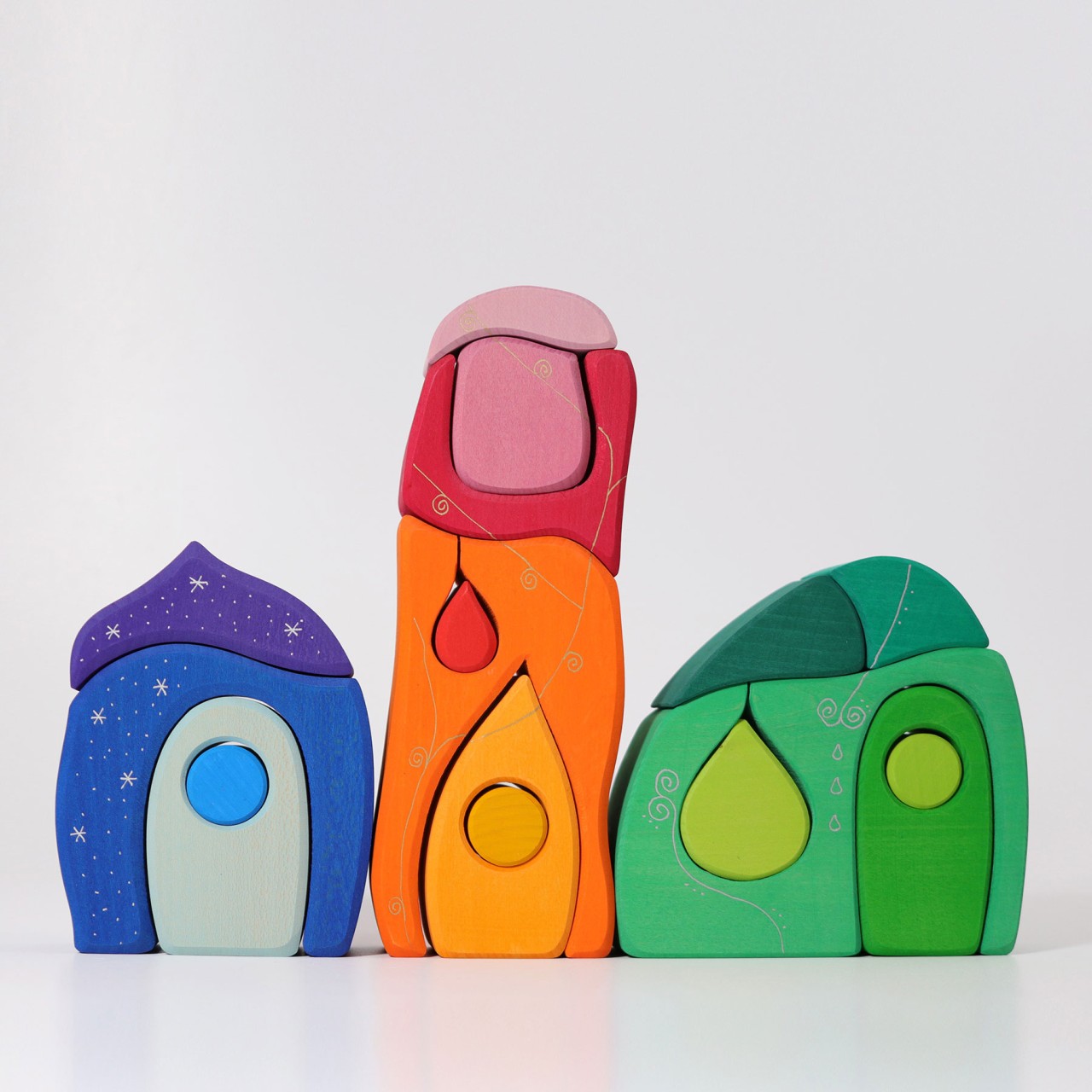 Grimm´s ehitusklotsid “Muinasjutuküla” Grimm's puidust mänguasjad - HellyK - Kvaliteetsed lasteriided, villariided, barefoot jalatsid