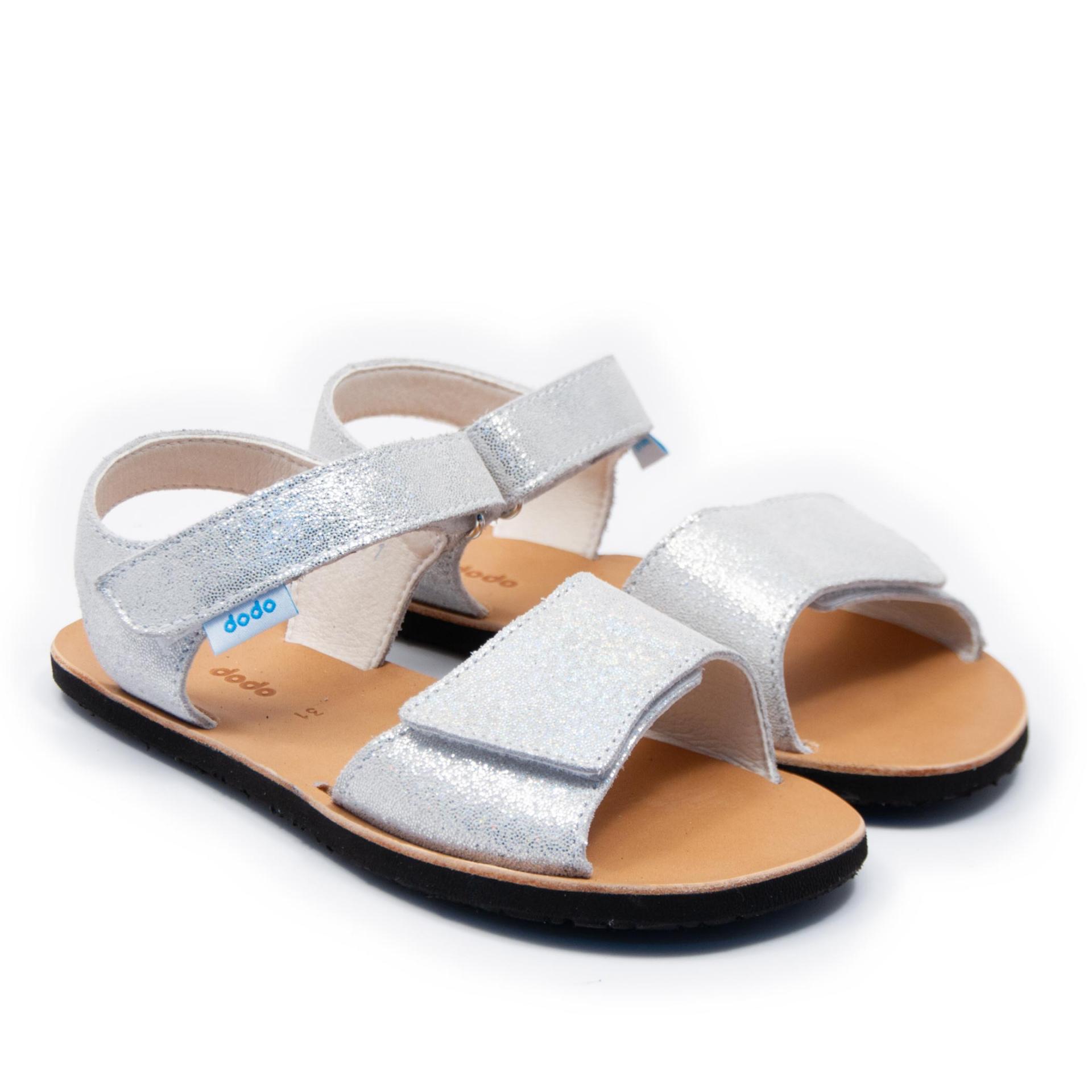 Dodo nahast barefoot sandaalid LUNA/Shimmer Laste barefoot jalatsid - HellyK - Kvaliteetsed lasteriided, villariided, barefoot jalatsid
