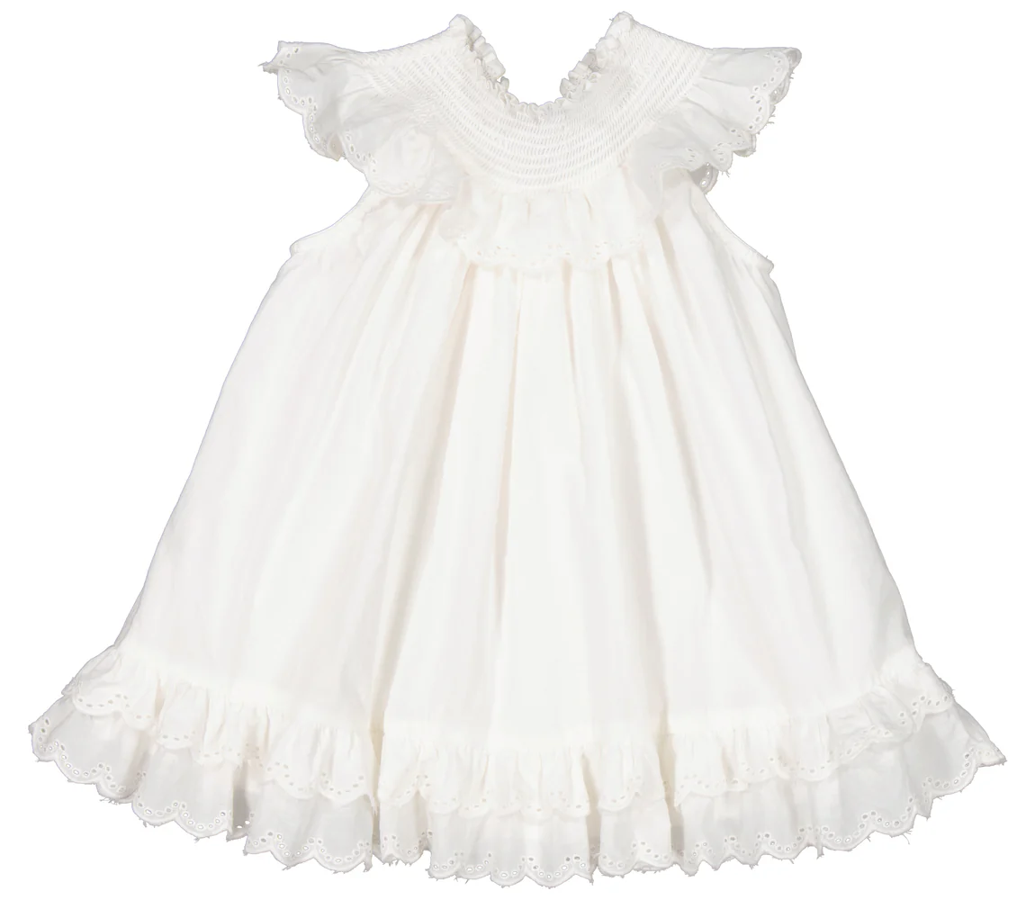 MarMar Druse Frill kleit, Valge Kleidid/seelikud - HellyK - Kvaliteetsed lasteriided, villariided, barefoot jalatsid