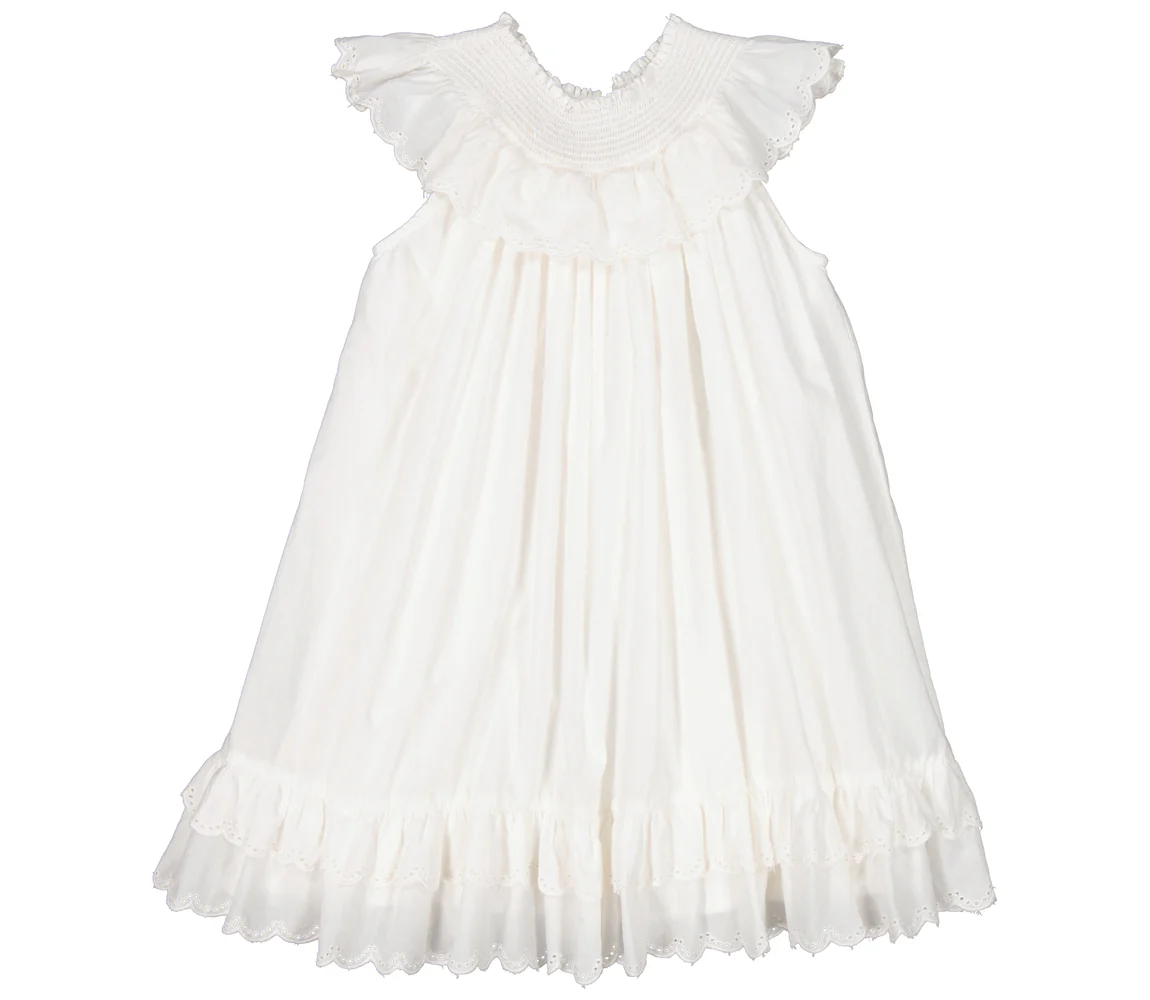 MarMar Druse Frill kleit, Valge Kleidid/seelikud - HellyK - Kvaliteetsed lasteriided, villariided, barefoot jalatsid
