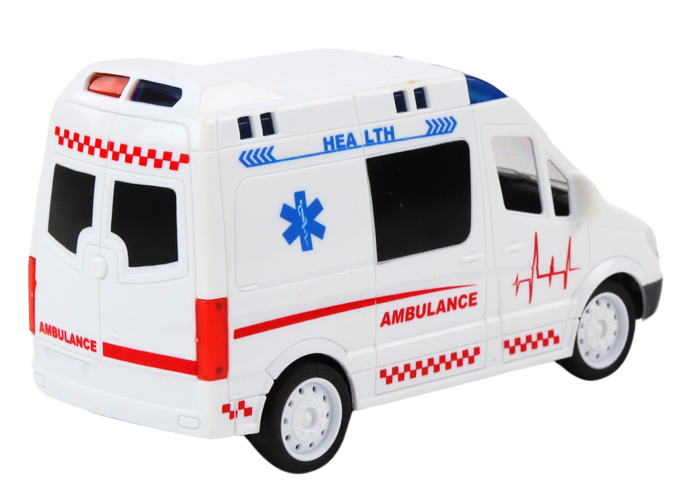 Lean Toys Puldiga kiirabiauto Erinevad mänguautod - HellyK - Kvaliteetsed lasteriided, villariided, barefoot jalatsid