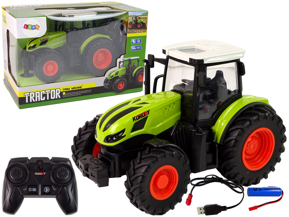 Lean Toys Kaugjuhitav traktor 2.4G roheline Erinevad mänguautod - HellyK - Kvaliteetsed lasteriided, villariided, barefoot jalatsid