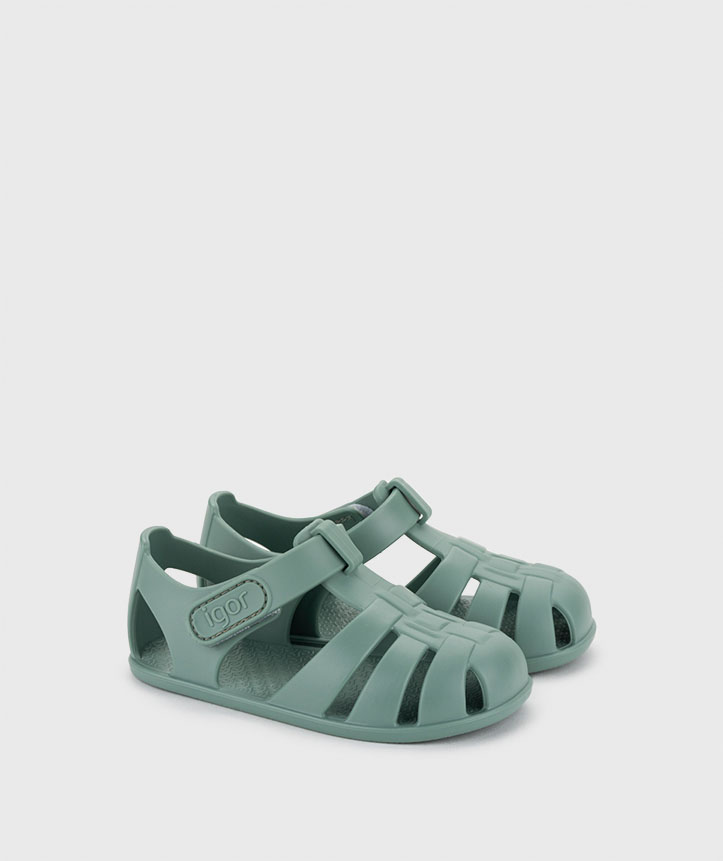 IGOR sandaalid Nemo Solid- Green Kummikud - HellyK - Kvaliteetsed lasteriided, villariided, barefoot jalatsid