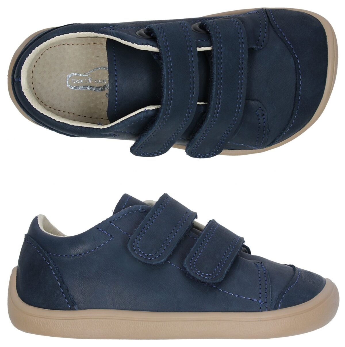 3F Bar3foot nahast tossud- Navy Blue Kevad/sügis - HellyK - Kvaliteetsed lasteriided, villariided, barefoot jalatsid