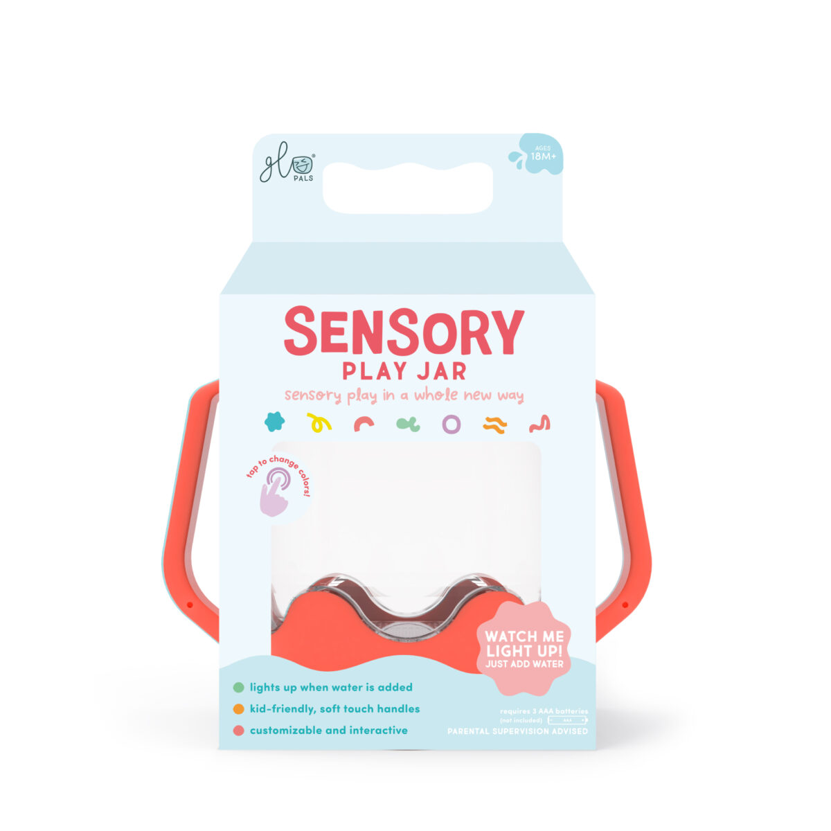 Glo Pals Sensory Jar, värviline valguspurk – Coral Glo Pals helendavad valguskuubikud - HellyK - Kvaliteetsed lasteriided, villariided, barefoot jalatsid