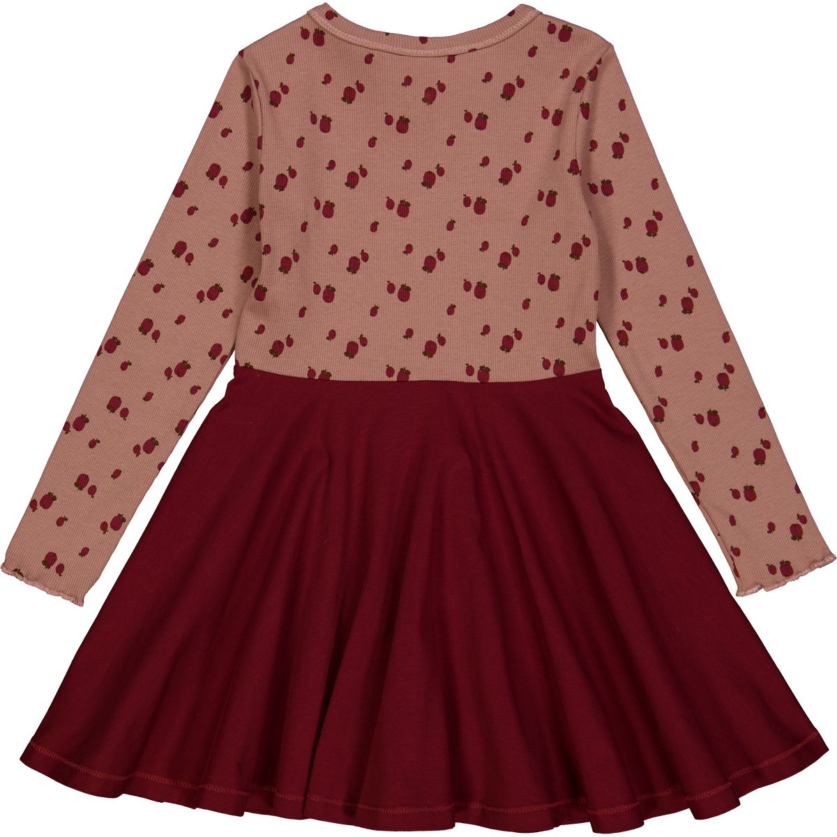 Müsli Apple swing l/s dress- Daydream/ Cabernet/ Bark Green Cotton - HellyK - Kvaliteetsed lasteriided, villariided, barefoot jalatsid