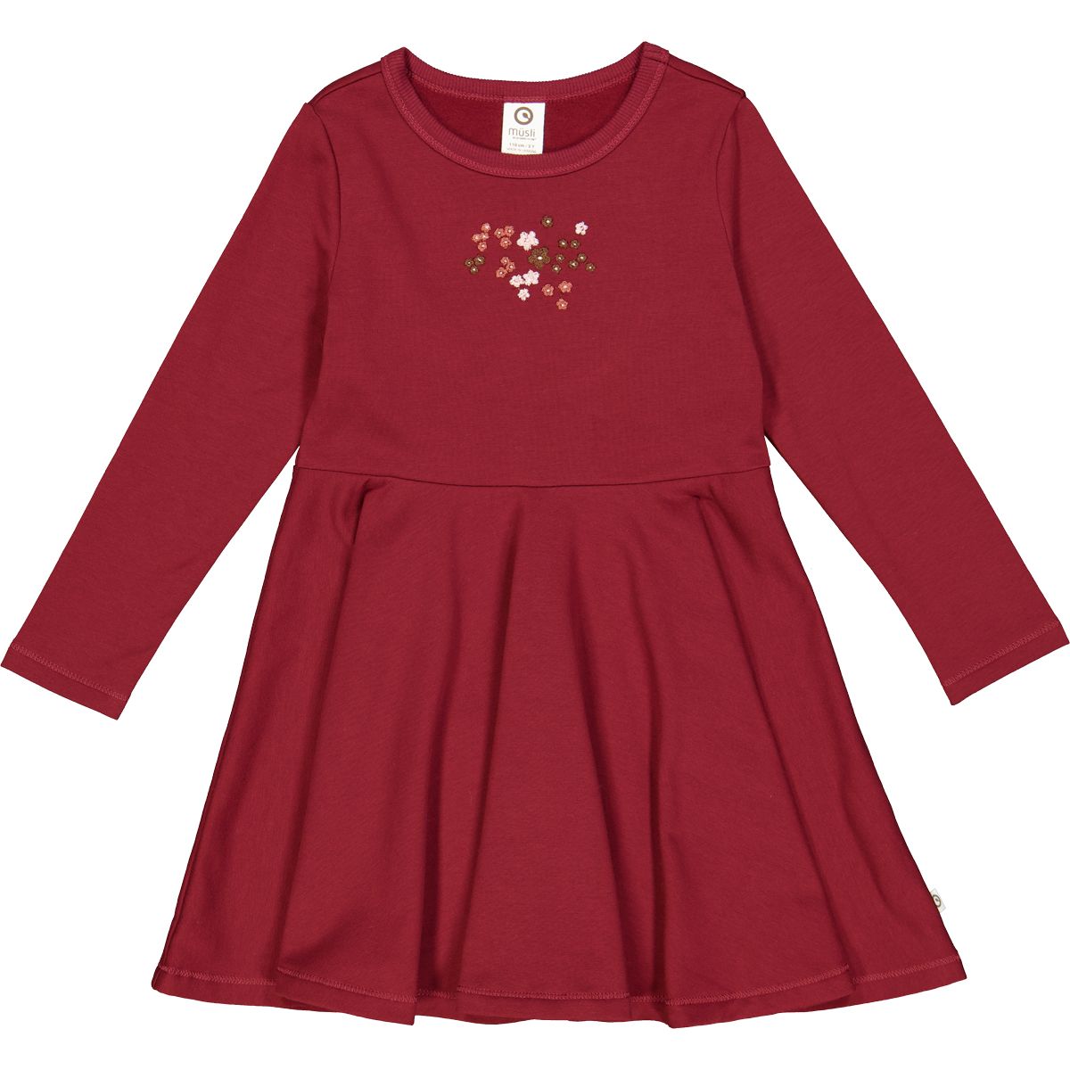 Müsli Apple swing l/s dress- Daydream/ Cabernet/ Bark Green Cotton - HellyK - Kvaliteetsed lasteriided, villariided, barefoot jalatsid