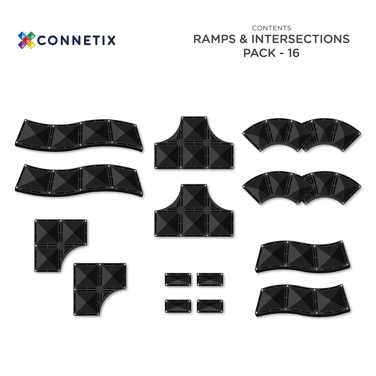 Connetix Ramps & Intersections Pack 16 pc CONNETIX magnetklotsid - HellyK - Kvaliteetsed lasteriided, villariided, barefoot jalatsid