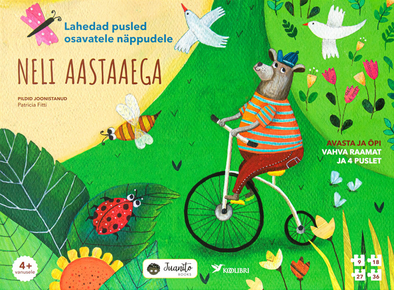 Neli aastaaega. Vahva raamat ja 4 puslet Mänguasjad - HellyK - Kvaliteetsed lasteriided, villariided, barefoot jalatsid