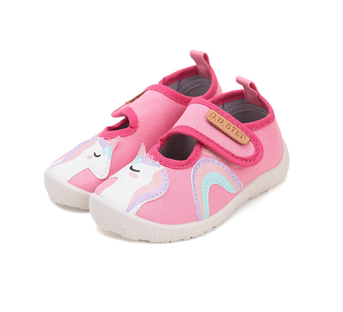 D.D.Step tekstiilist sisejalatsid, pink/ükssarvik 086 D.D.Step - HellyK - Kvaliteetsed lasteriided, villariided, barefoot jalatsid