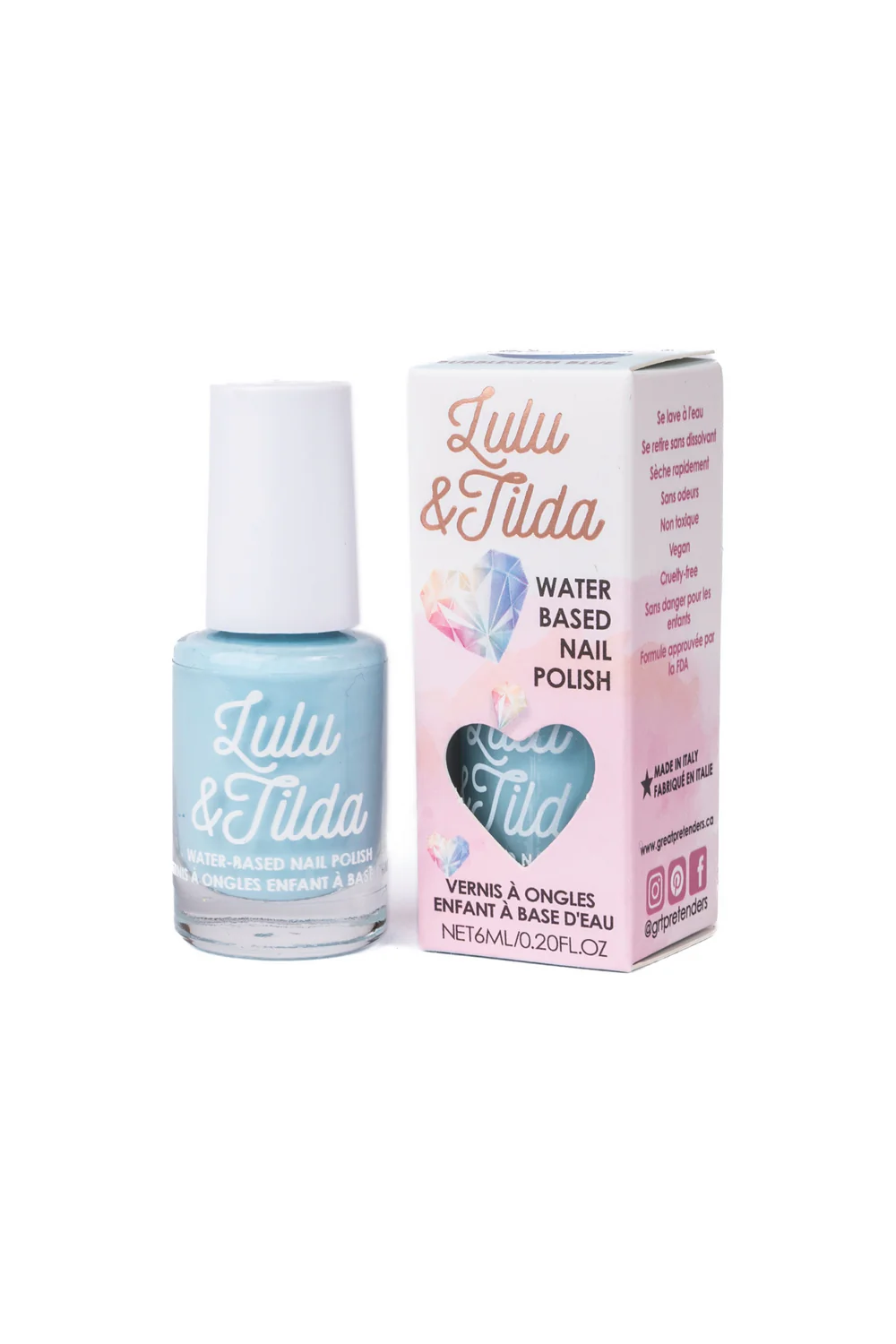 Great Pretenders Lulu and Tilda “Bubblegum Blue” mahapestav küünelakk, 6ml Great Pretenders kostüümid ja aksessuaarid - HellyK - Kvaliteetsed lasteriided, villariided, barefoot jalatsid