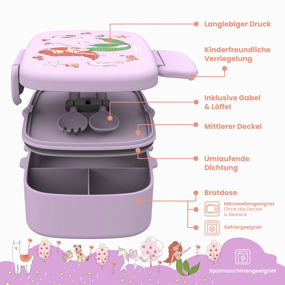 Bearfoot lõunasöögikarp, merineitsi Kodumaailm ja muud tarvikud - HellyK - Kvaliteetsed lasteriided, villariided, barefoot jalatsid