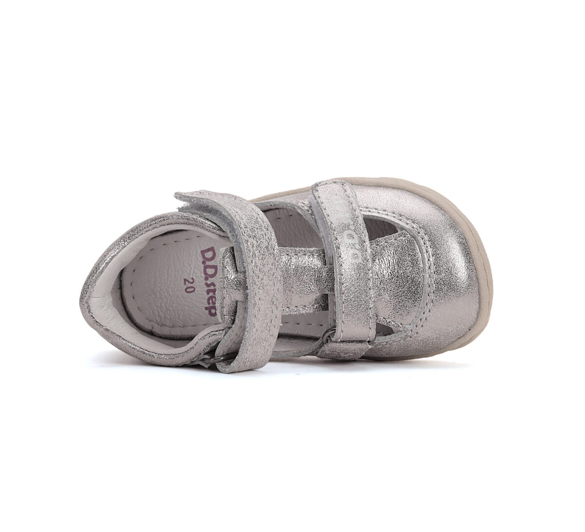 D.D. Step barefoot nahast sandaalid, silver D.D. Step barefoot nahast sandaalid, silver D.D.Step - HellyK - Kvaliteetsed lasteriided, villariided, barefoot jalatsid