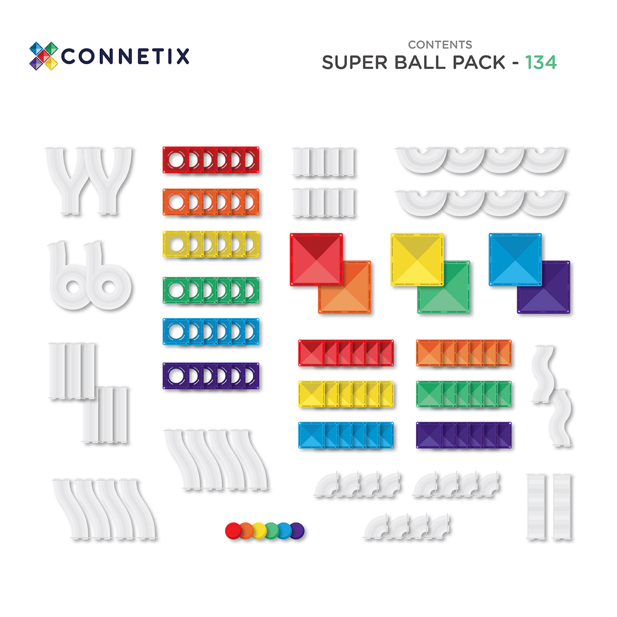 Connetix Super Ball Run Pack, 134tk Connetix Super Ball Run Pack, 134tk CONNETIX magnetklotsid - HellyK - Kvaliteetsed lasteriided, villariided, barefoot jalatsid