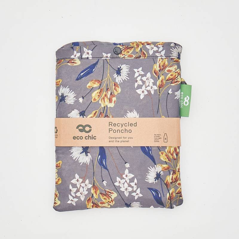 Eco Chic vihmakeep, Grey Flowers Kodumaailm ja muud tarvikud - HellyK - Kvaliteetsed lasteriided, villariided, barefoot jalatsid