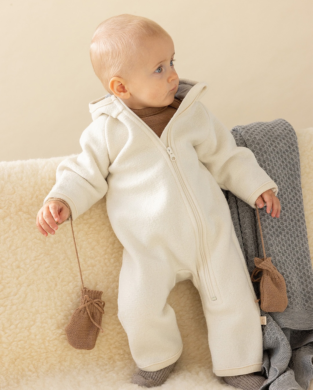 Disana Zip-Overall vanutatud meriinovillast kombe, grey Disana - HellyK - Kvaliteetsed lasteriided, villariided, barefoot jalatsid