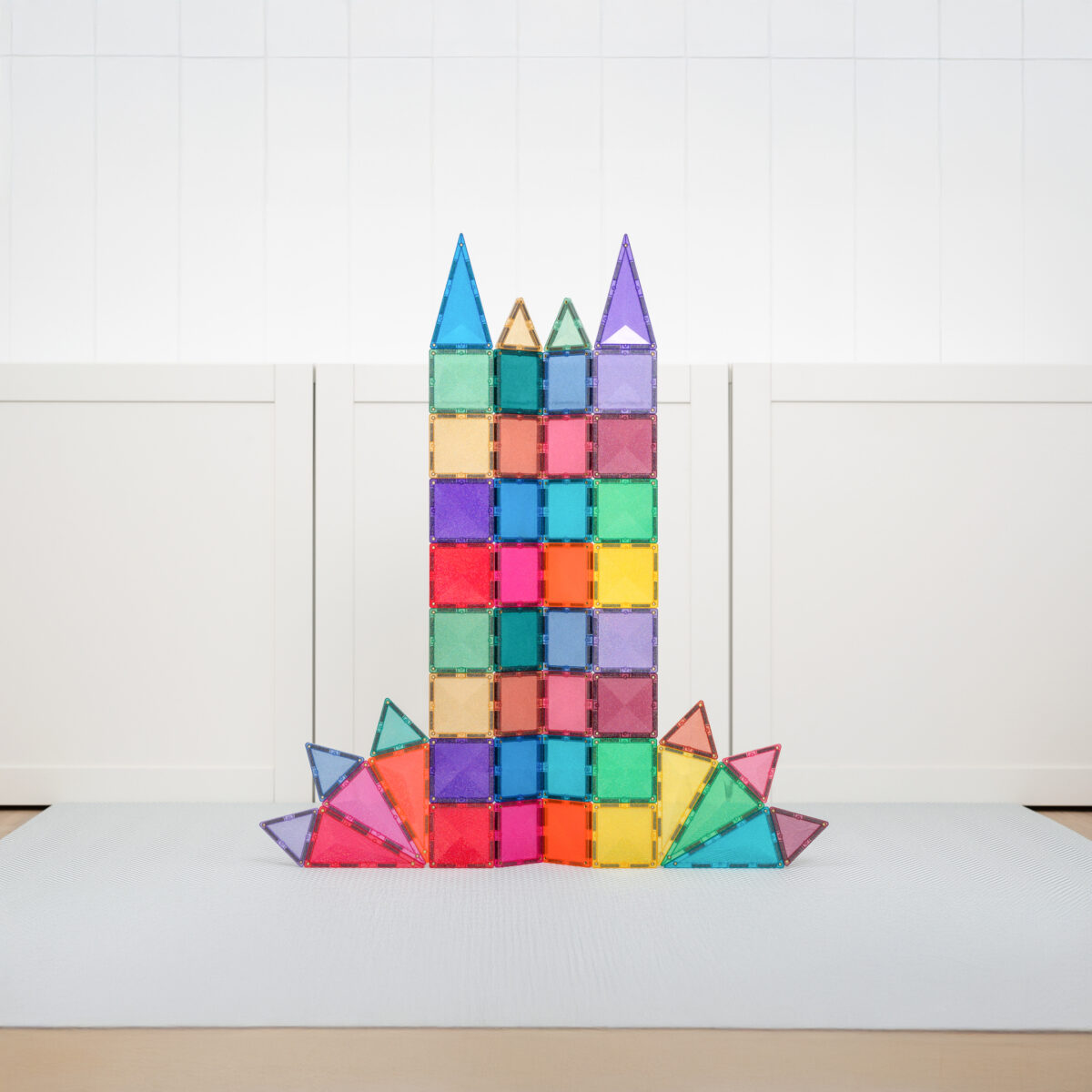 Connetix Glitter Castle Pack 48 pc, sädelevad magnetklotsid ✨ CONNETIX magnetklotsid - HellyK - Kvaliteetsed lasteriided, villariided, barefoot jalatsid