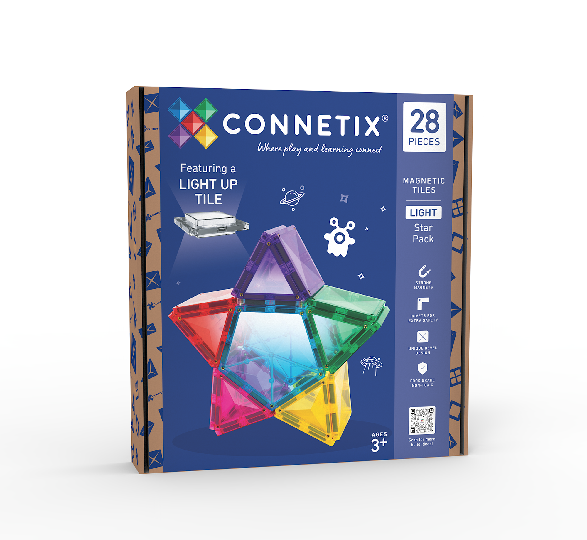 Connetix Rainbow Light Star Pack 28 pc, laetava valgustusega magnetklotsid! ✨ CONNETIX magnetklotsid - HellyK - Kvaliteetsed lasteriided, villariided, barefoot jalatsid