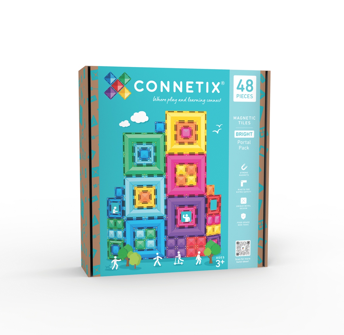 Connetix Bright Portal Pack 48 pc, üksteise sisse mahtuvate ruutudega magnetklotsid 🧩 CONNETIX magnetklotsid - HellyK - Kvaliteetsed lasteriided, villariided, barefoot jalatsid