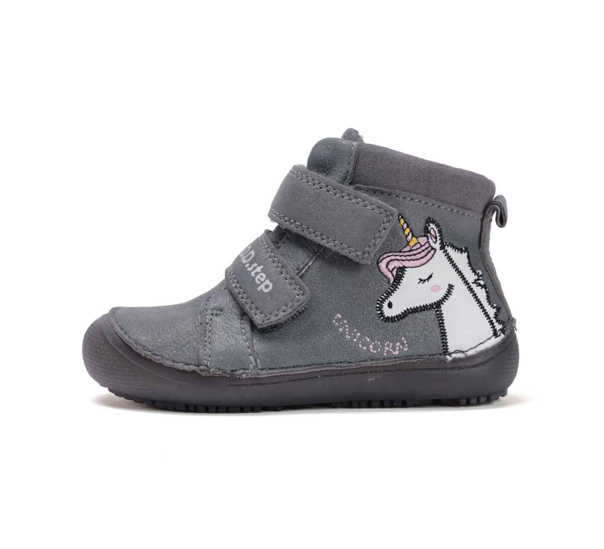 D.D.Step helendava tallaga nahast kevad-/sügissaapad, dark grey/unicorn 063 D.D.Step - HellyK - Kvaliteetsed lasteriided, villariided, barefoot jalatsid