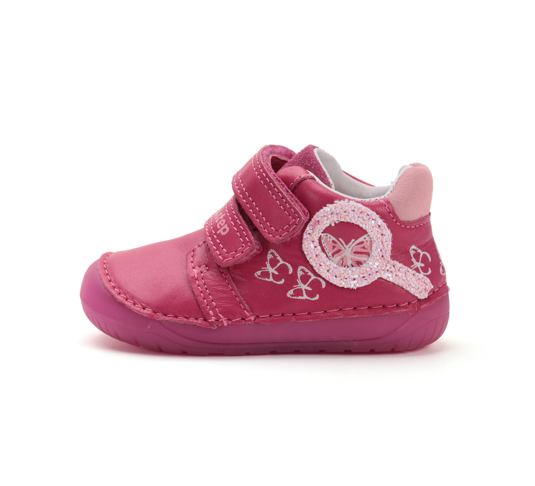 D.D.Step helendava talla ja embleemiga nahast tossud, dark pink 070 D.D.Step - HellyK - Kvaliteetsed lasteriided, villariided, barefoot jalatsid