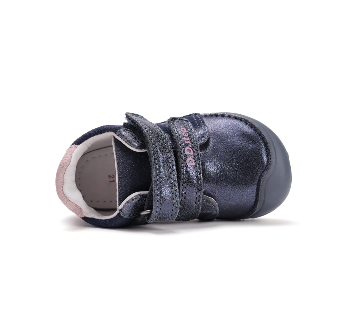 D.D.Step helendava talla ja embleemiga nahast tossud, royal blue/haldjas 073 D.D.Step nahast tossud - HellyK - Kvaliteetsed lasteriided, villariided, barefoot jalatsid