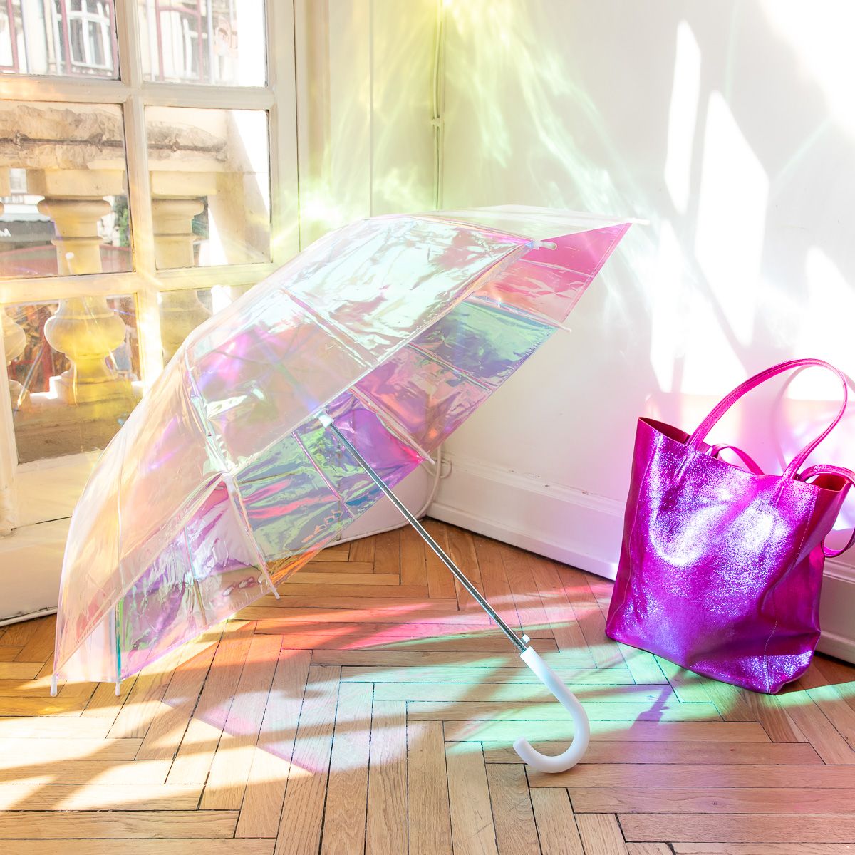 Roodoudou Iriseeriv läbipaistev täiskasvanute vihmavari Kodumaailm ja muud tarvikud - HellyK - Kvaliteetsed lasteriided, villariided, barefoot jalatsid