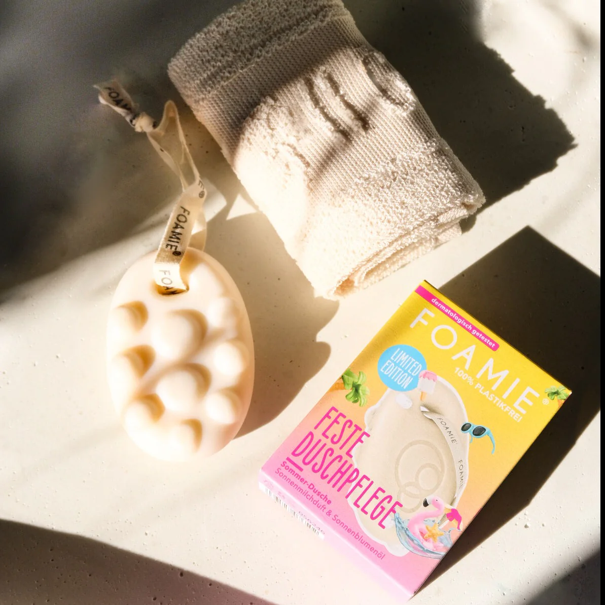 FOAMIE tahke dušiseep Soft Sun riitsinuseõli ja kakaovõiga, 80 gr Hooldusvahendid, kosmeetika ja aksessuaarid - HellyK - Kvaliteetsed lasteriided, villariided, barefoot jalatsid