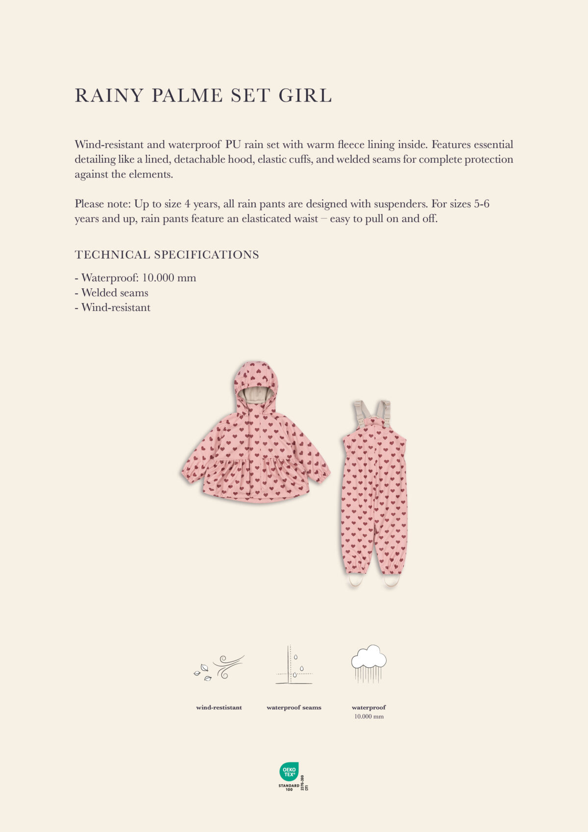 Konges Slojd Palme vihmakomplekt sooja voodriga, felice rose Lasteriided - HellyK - Kvaliteetsed lasteriided, villariided, barefoot jalatsid