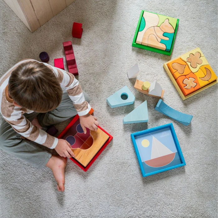 Grimm´s ehituskomplekt, sinine Grimm's puidust mänguasjad - HellyK - Kvaliteetsed lasteriided, villariided, barefoot jalatsid