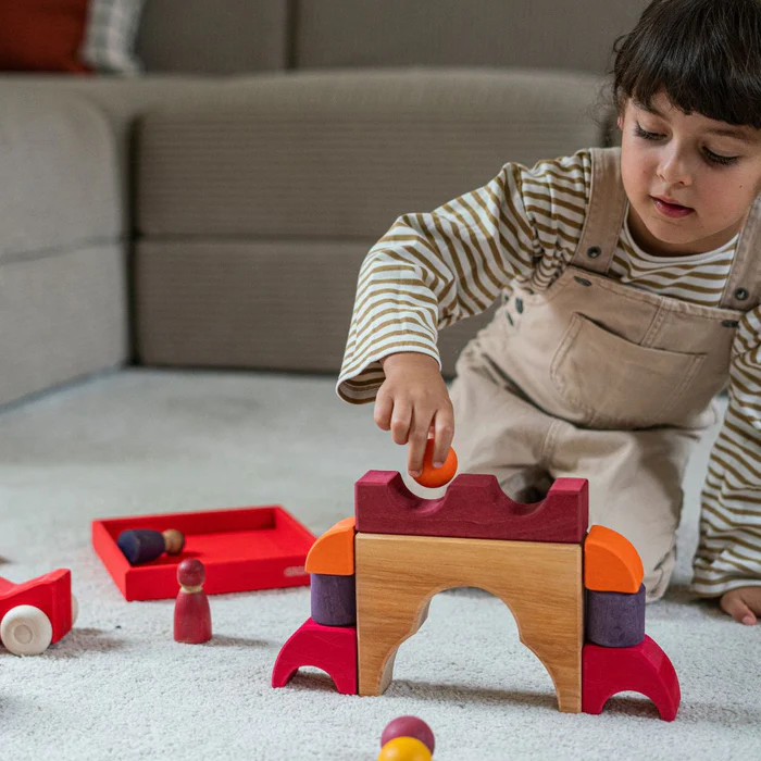 Grimm´s ehituskomplekt, punane Grimm's puidust mänguasjad - HellyK - Kvaliteetsed lasteriided, villariided, barefoot jalatsid