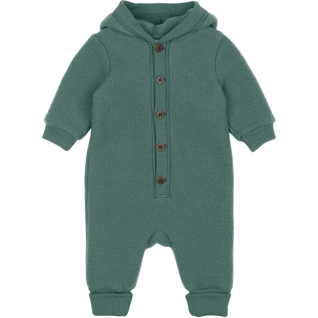 Mikk-Line meriinofliisist kombe kapuutsiga, balsam green Mikk-Line - HellyK - Kvaliteetsed lasteriided, villariided, barefoot jalatsid