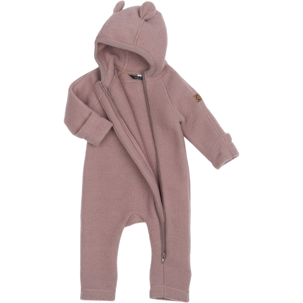 Mikk-Line meriinofliisist kombe kapuutsi ja kõrvadega, twilight mauve Mikk-Line - HellyK - Kvaliteetsed lasteriided, villariided, barefoot jalatsid