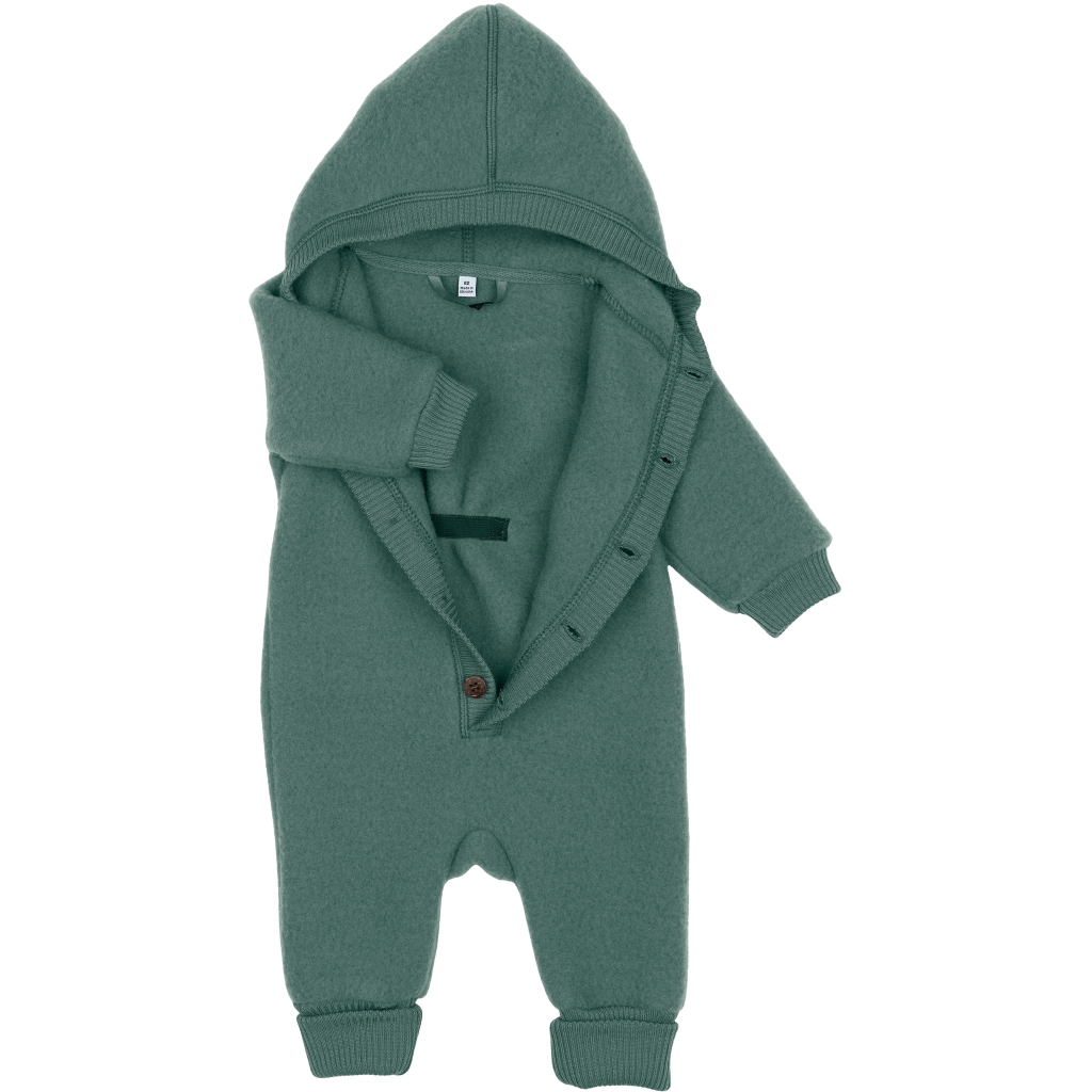 Mikk-Line meriinofliisist kombe kapuutsiga, balsam green Mikk-Line - HellyK - Kvaliteetsed lasteriided, villariided, barefoot jalatsid