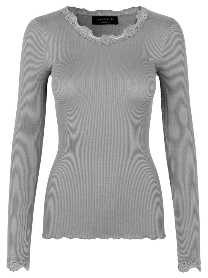 Rosemunde siidist pluus, light grey melange Naistele - HellyK - Kvaliteetsed lasteriided, villariided, barefoot jalatsid