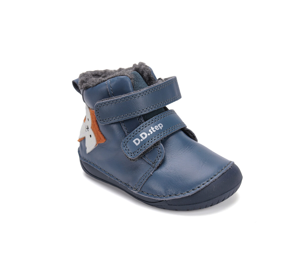 D.D.Step nahast barefoot-saapad, bermuda blue/rebane D.D.Step - HellyK - Kvaliteetsed lasteriided, villariided, barefoot jalatsid