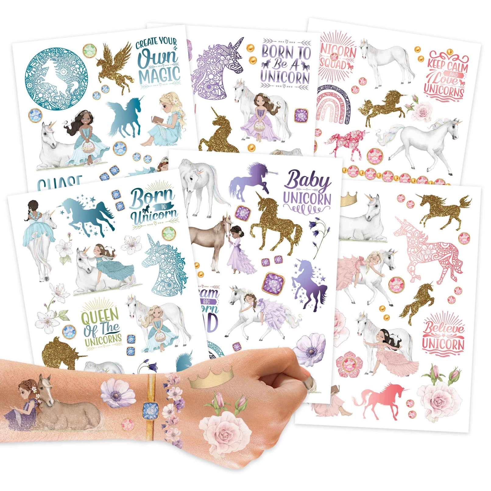 Papierdrachen ajutine sädelev tattoo, Unicorns Papierdrachen ajutine sädelev tattoo, Unicorns Ajutised tattood - HellyK - Kvaliteetsed lasteriided, villariided, barefoot jalatsid