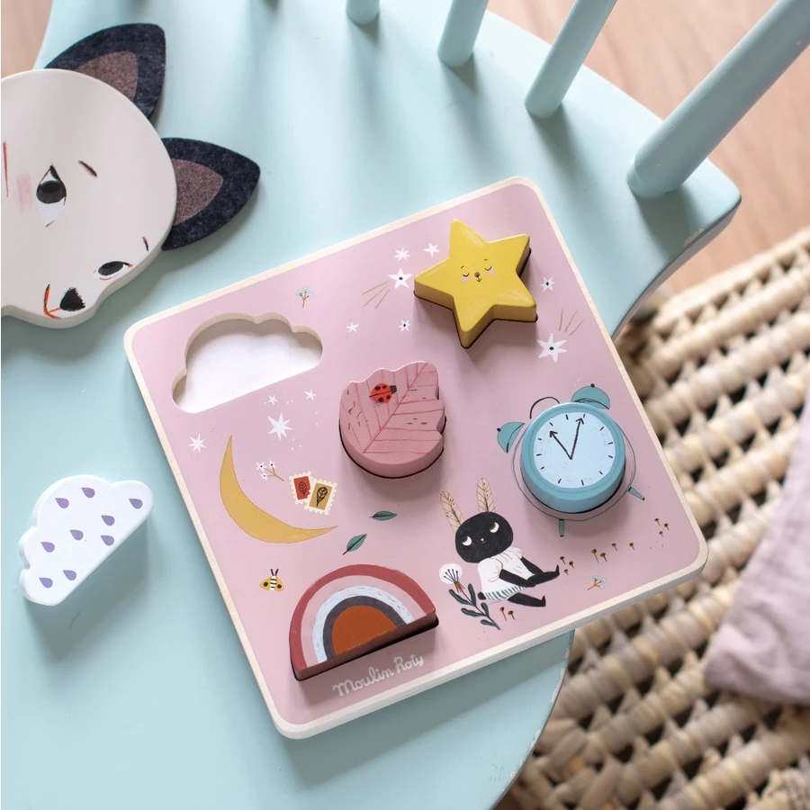 Moulin Roty väljatõstetav pusle Après la pluie Mänguasjad - HellyK - Kvaliteetsed lasteriided, villariided, barefoot jalatsid