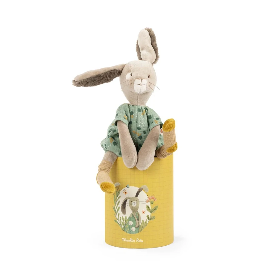 Moulin Roty, salveiroheline jänku Trois petits lapins Kaisukad ja kaltsunukud - HellyK - Kvaliteetsed lasteriided, villariided, barefoot jalatsid