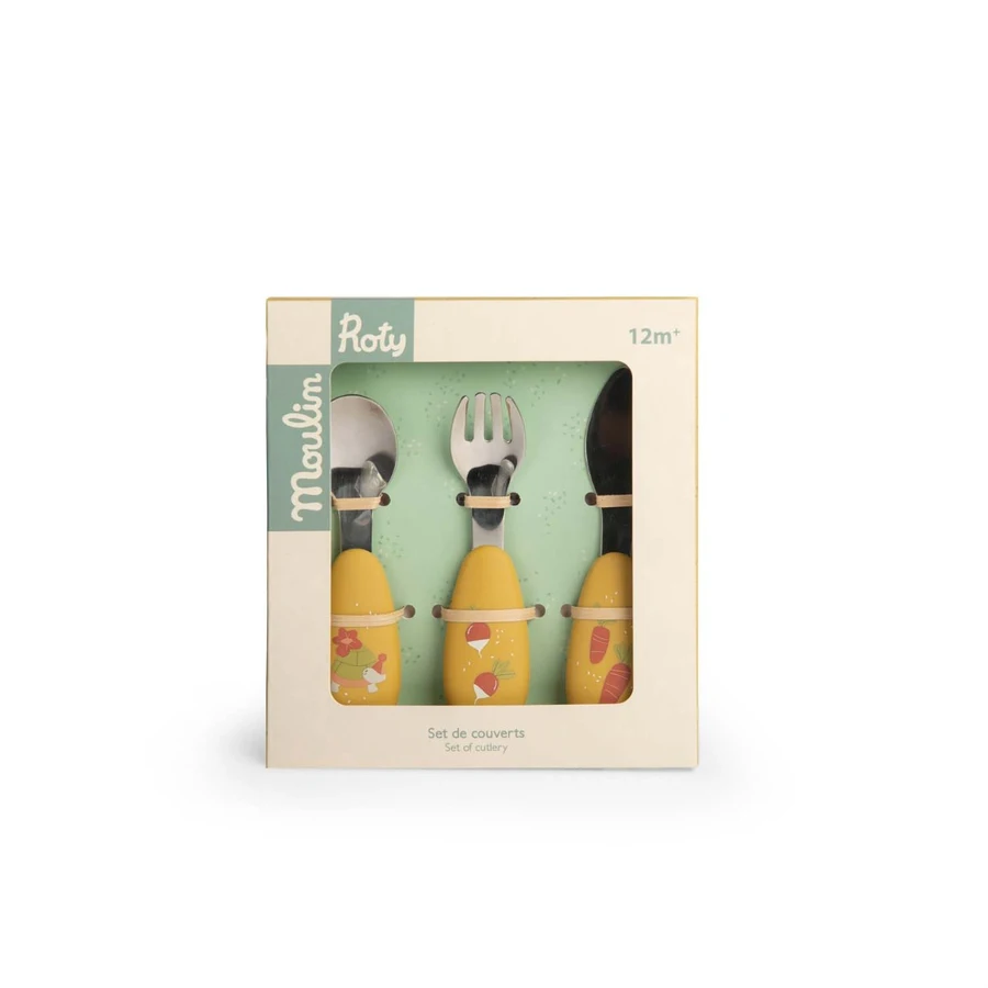 Moulin Roty söögiriistade komplekt Trois petits lapins Kodumaailm ja muud tarvikud - HellyK - Kvaliteetsed lasteriided, villariided, barefoot jalatsid